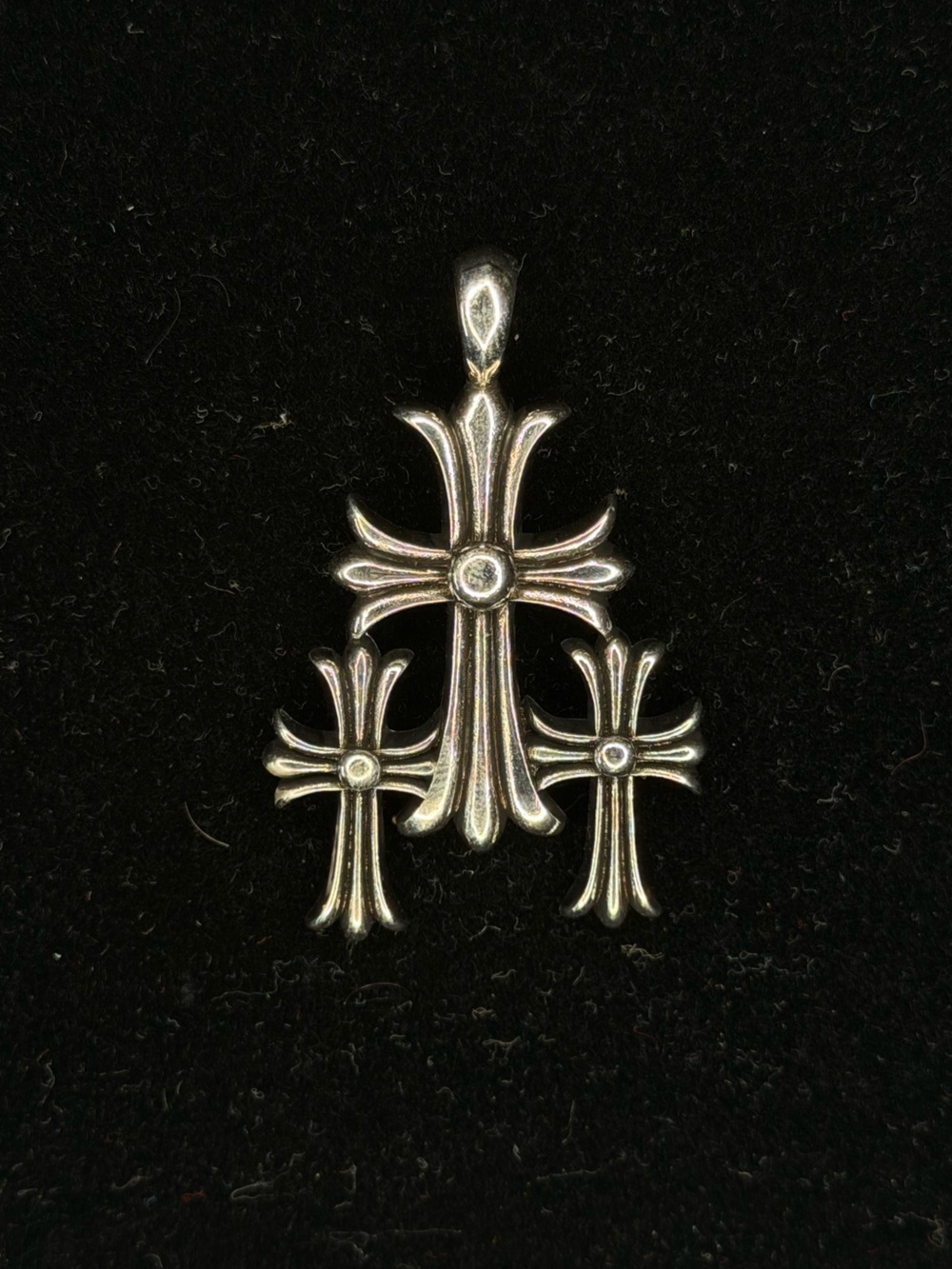 Chrome Hearts Cemetery Floral Cross Multi Triple Stack Unisex Pendant